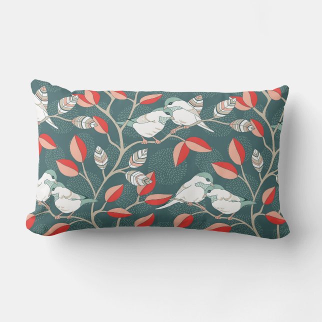 Love Birds - Teal Lumbar Cushion (Front)