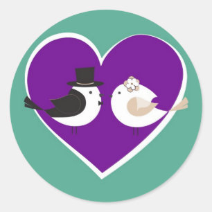 Love Birds Teal/Purple Wedding Envelope Seal