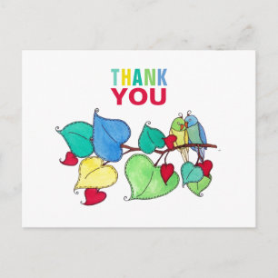 Love Birds Thank You Postcard