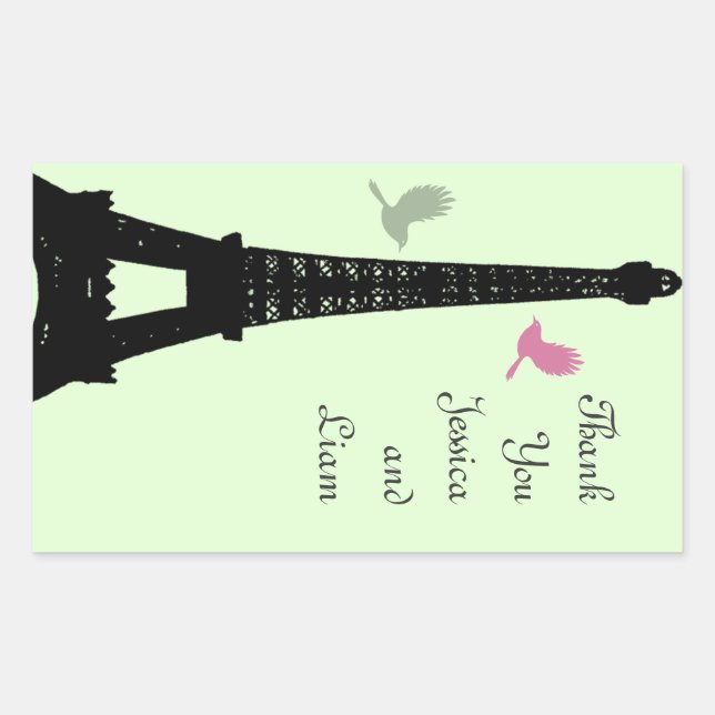 Love Birds Thank You Sticker (green) (Front)