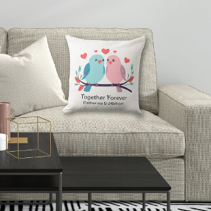 Love Birds Together Forever Valentines Day Wedding Cushion