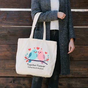 Love Birds Together Forever Valentines Day Wedding Large Tote Bag