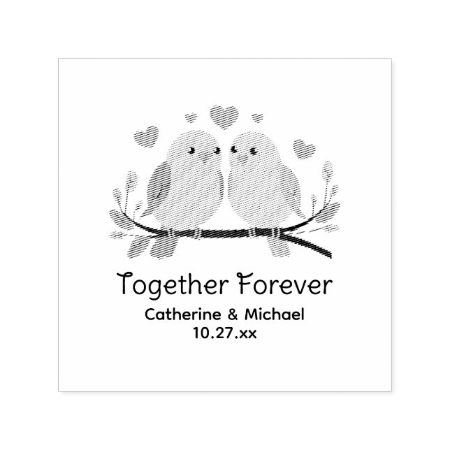 Love Birds Together Forever Valentines Day Wedding Self-inking Stamp (Design)