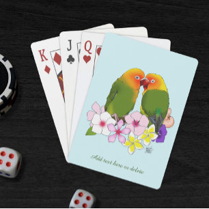 Love Birds Tropical Flowers Playing Cards