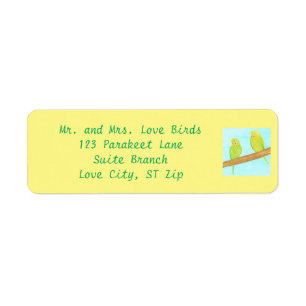Love Birds Two Parakeets Address Labels