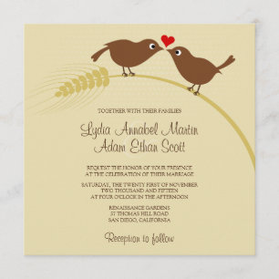 Love Birds Unique Creative Country Wedding Invitation