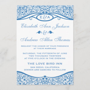 Love Birds Vine Pattern Wedding Invitation
