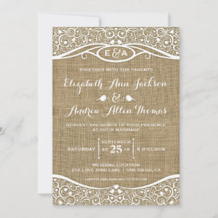 Love Birds Vine Pattern Wedding Invitation