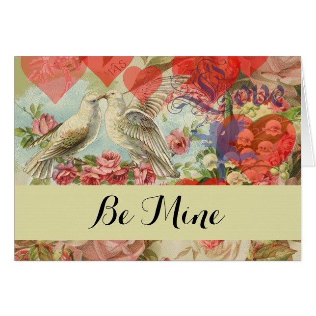 Love Birds Vintage Antique Heart (Front Horizontal)
