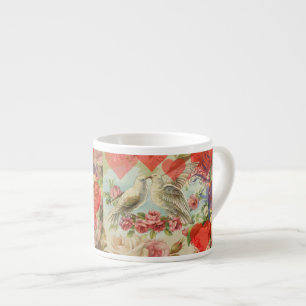 Love Birds Vintage Antique Heart Espresso Cup