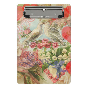 Love Birds Vintage Antique Heart Mini Clipboard