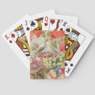 Love Birds Vintage Antique Heart Playing Cards
