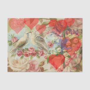 Love Birds Vintage Antique Heart Tissue Paper