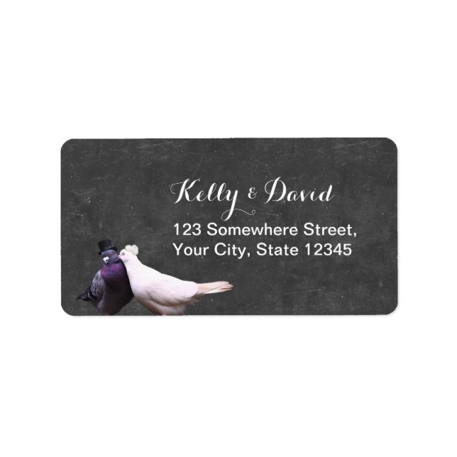 Love Birds Vintage Chalkboard Wedding Label (Front)