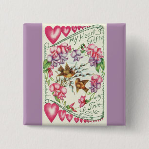 Love Birds Vintage Valentine's Day Pin Button