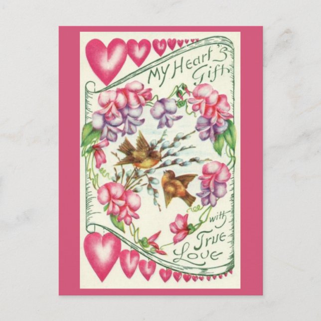 Love Birds Vintage Valentine's Day Postcard (Front)