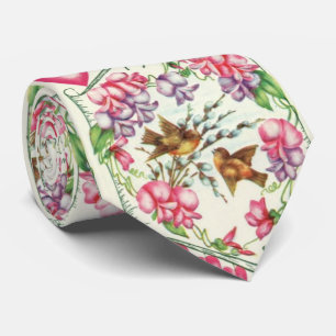 Love Birds Vintage Valentine's Day Tie
