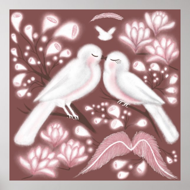 Love birds wall art poster (Front)