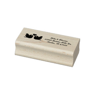 Love Birds Wedding Address Rubber Stamp
