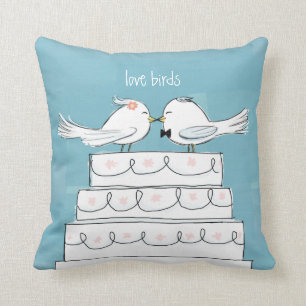 Love Birds Wedding Cake Bride & Groom Kiss Cushion