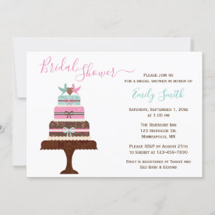 Love Birds Wedding Cake   Custom Bridal Shower Invitation