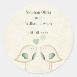Love Birds Wedding Classic Round Sticker