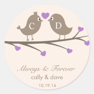 Love Birds Wedding Favour Stickers