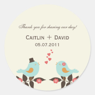 Love Birds Wedding Favour Stickers/Envelope Seals