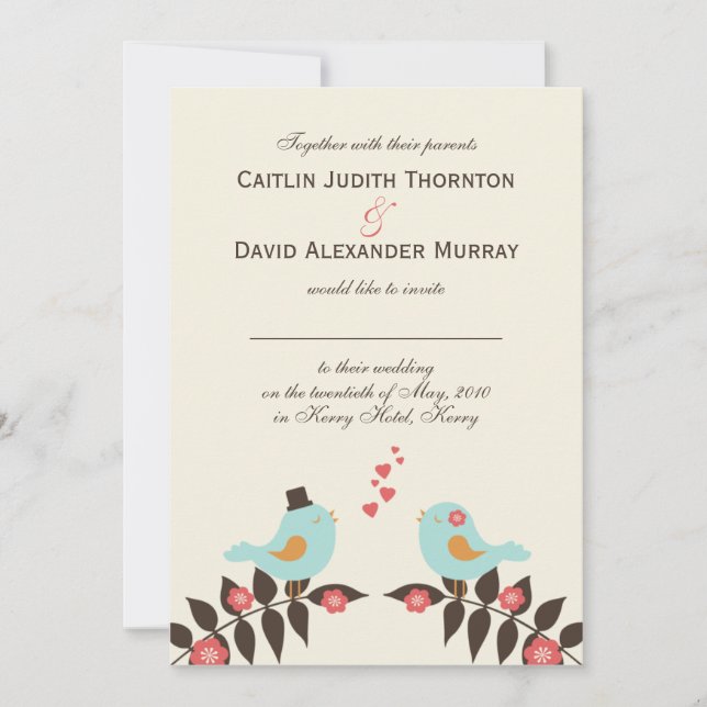 Love Birds Wedding Invitation (Front)