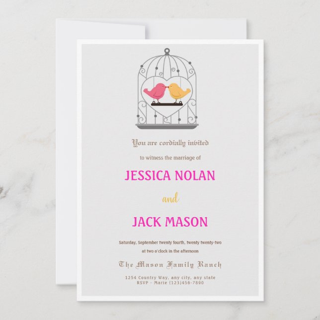 Love Birds Wedding Invitation (Front)