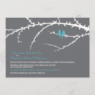 Love Birds Wedding Invitation (aqua)