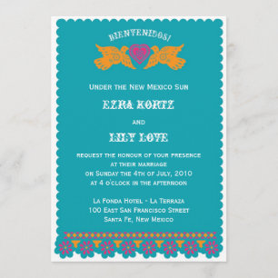 Love Birds Wedding Invitation - Aqua