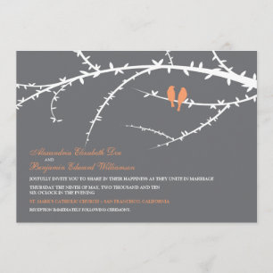 Love Birds Wedding Invitation (coral)