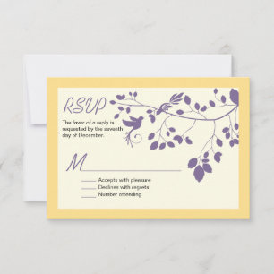 Love Birds Wedding Invitation Custom RSVP