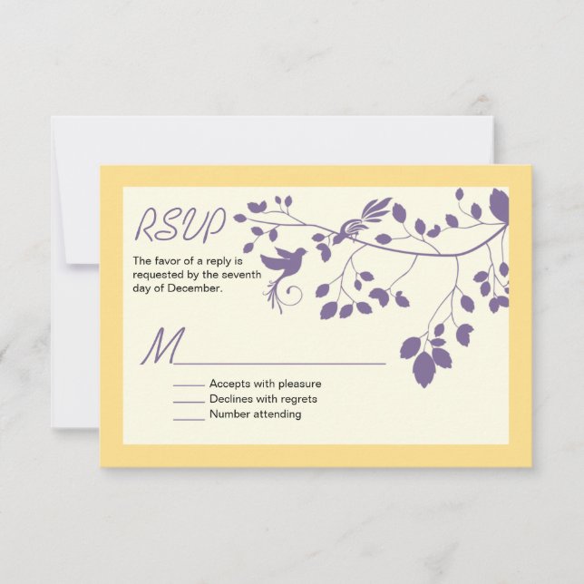 Love Birds Wedding Invitation Custom RSVP (Front)