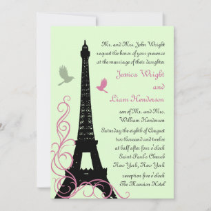 Love Birds Wedding Invitation (green)