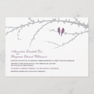Love Birds Wedding Invitation (lavender)