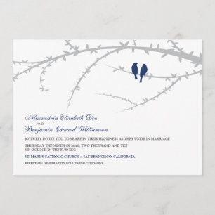 Love Birds Wedding Invitation (navy)