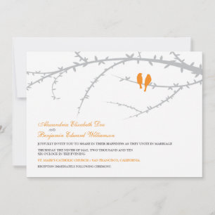 Love Birds Wedding Invitation (orange)