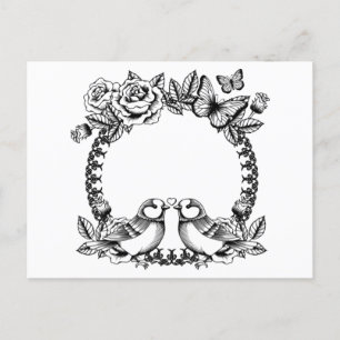 Love Birds Wedding Invitation Postcard