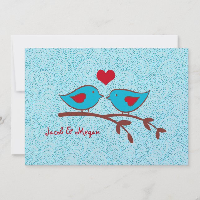 Love Birds Wedding Invitation Template (Front)