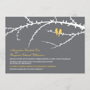 Love Birds Wedding Invitation (yellow)