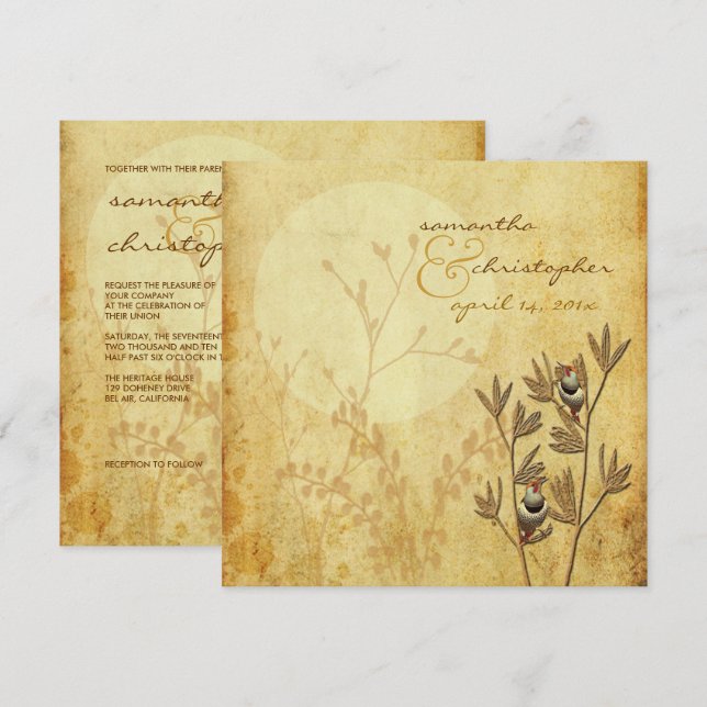 Love birds+wedding Invitations (Front/Back)