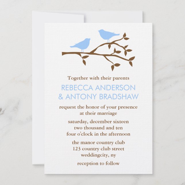 Love Birds Wedding Invitations (Front)