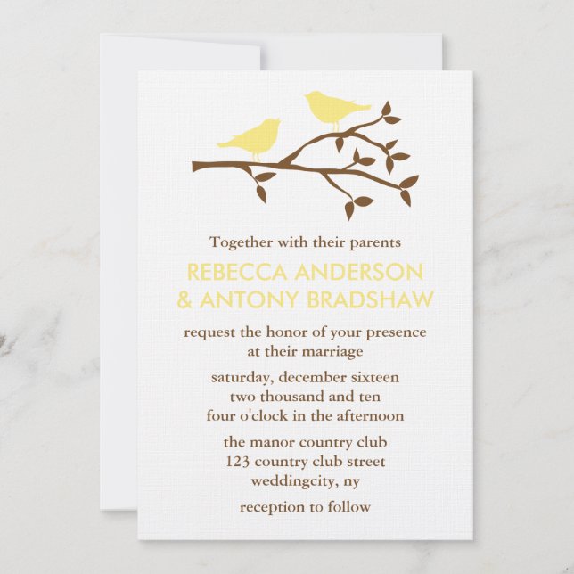 Love Birds Wedding Invitations (Front)