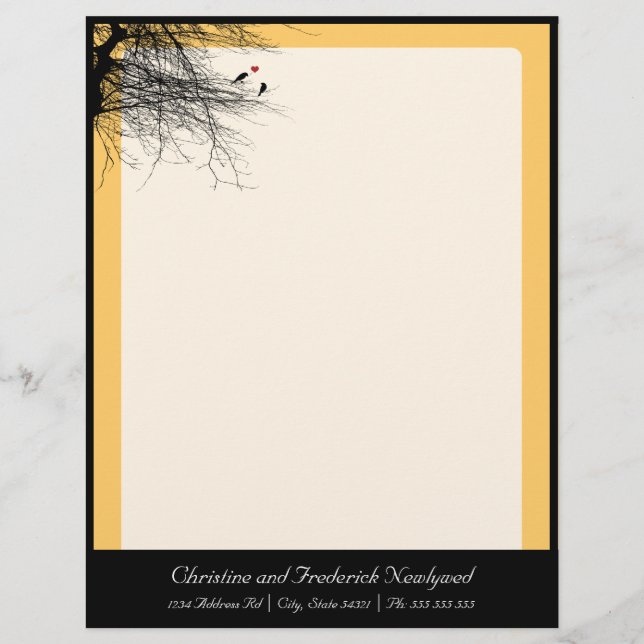 Love Birds, wedding letterhead Template (Front)