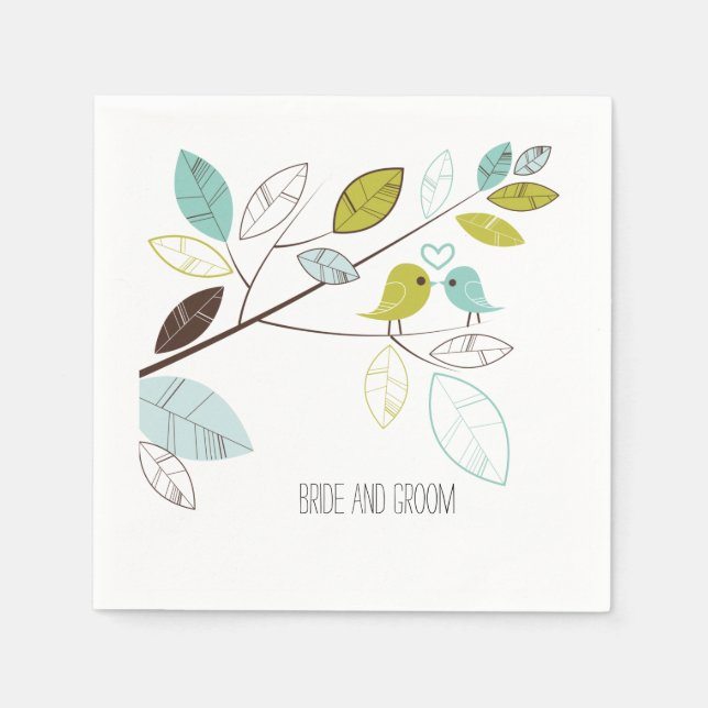 Love Birds Wedding Napkin (Front)