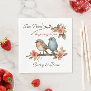 Love Birds Wedding Reception Personalised Napkins