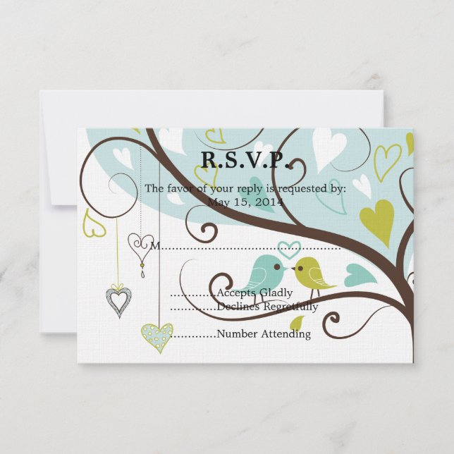 Love Birds Wedding RSVP (Front)