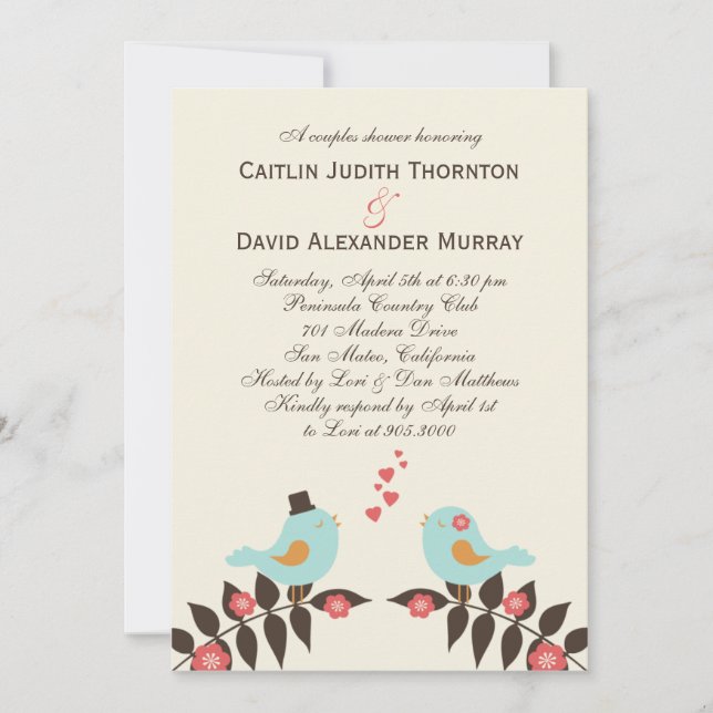Love Birds Wedding Shower Invitation (Front)